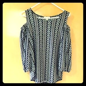 Blue and white top size large